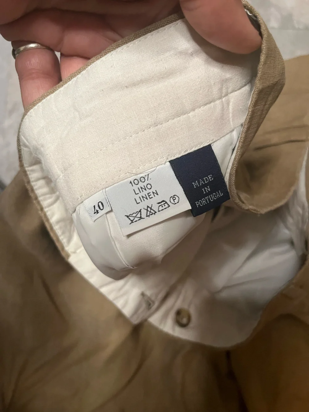 Faconnable Men's Khaki Linen Blend Chinos - Tan